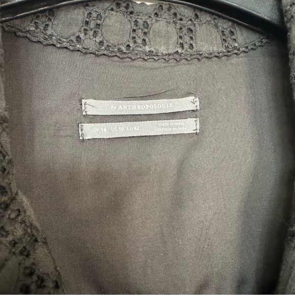 Anthropologie Charcoal Gray A-Line Collared Wrap Dress - with pockets!! - Picture 2 of 7